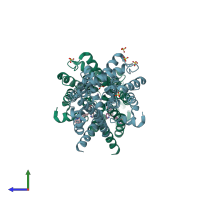 PDB entry 4phw coloured by chain, side view.