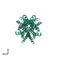 cAMP and cAMP-inhibited cGMP 3',5'-cyclic phosphodiesterase 10A in PDB entry 4phw, assembly 1, side view.