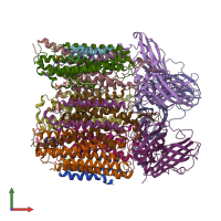 PDB entry 4phz coloured by chain, front view.