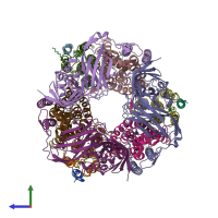 PDB entry 4phz coloured by chain, side view.