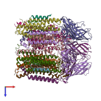 PDB entry 4phz coloured by chain, top view.