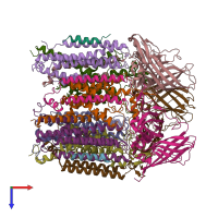 PDB entry 4pi0 coloured by chain, top view.