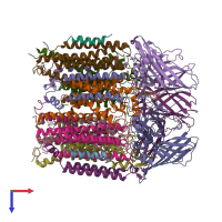 PDB entry 4pi2 coloured by chain, top view.