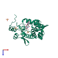 PDB entry 4pi9 coloured by chain, top view.