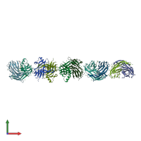 PDB entry 4pib coloured by chain, front view.