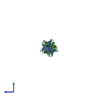 PDB entry 4pib coloured by chain, side view.