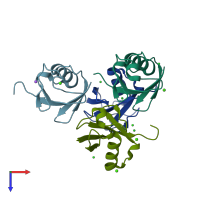 PDB entry 4pig coloured by chain, top view.