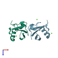 PDB entry 4pih coloured by chain, top view.