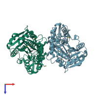 PDB entry 4pim coloured by chain, top view.
