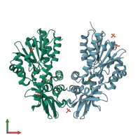 PDB entry 4pin coloured by chain, front view.