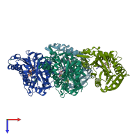 PDB entry 4pip coloured by chain, top view.