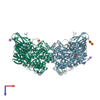 PDB entry 4pj6 coloured by chain, top view.