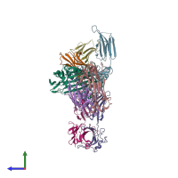 PDB entry 4pj7 coloured by chain, side view.