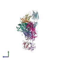 PDB entry 4pjd coloured by chain, side view.