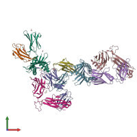PDB entry 4pje coloured by chain, front view.