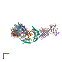 PDB entry 4pjf coloured by chain, top view.