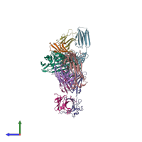 PDB entry 4pji coloured by chain, side view.