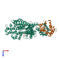PDB entry 4pjj coloured by chain, top view.