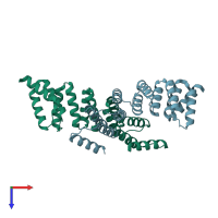 PDB entry 4pjq coloured by chain, top view.