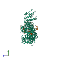 PDB entry 4pju coloured by chain, side view.