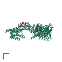PDB entry 4pju coloured by chain, top view.