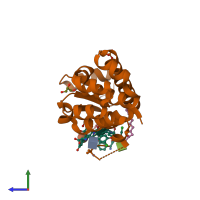 PDB entry 4pjz coloured by chain, side view.