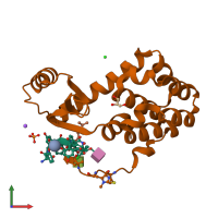PDB entry 4pk0 coloured by chain, front view.