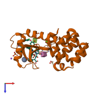 PDB entry 4pk0 coloured by chain, top view.