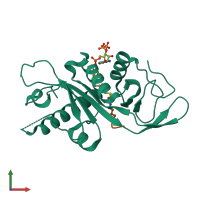 PDB entry 4pk2 coloured by chain, front view.