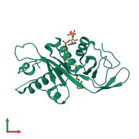 PDB entry 4pk3 coloured by chain, front view.
