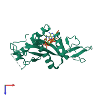 PDB entry 4pk3 coloured by chain, top view.