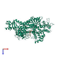 PDB entry 4pk4 coloured by chain, top view.