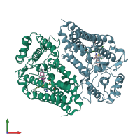 PDB entry 4pk6 coloured by chain, front view.