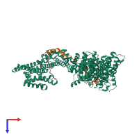 PDB entry 4pk7 coloured by chain, top view.