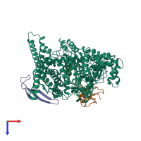 PDB entry 4pkf coloured by chain, top view.