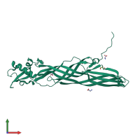 PDB entry 4pkm coloured by chain, front view.
