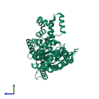 PDB entry 4pkq coloured by chain, side view.