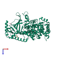 PDB entry 4pkq coloured by chain, top view.