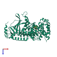 PDB entry 4pkr coloured by chain, top view.