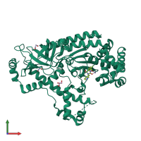 PDB entry 4pks coloured by chain, front view.