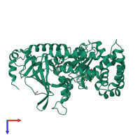 PDB entry 4pks coloured by chain, top view.
