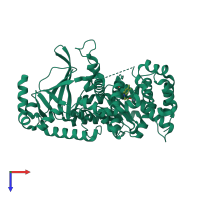 PDB entry 4pkt coloured by chain, top view.