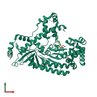 PDB entry 4pku coloured by chain, front view.