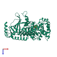 PDB entry 4pku coloured by chain, top view.