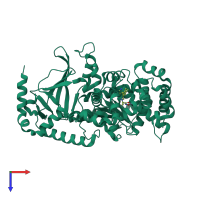 PDB entry 4pkv coloured by chain, top view.