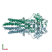 PDB entry 4pl0 coloured by chain, front view.