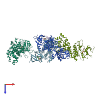 PDB entry 4pl5 coloured by chain, top view.