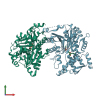 PDB entry 4pl7 coloured by chain, front view.