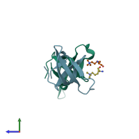 PDB entry 4pll coloured by chain, side view.