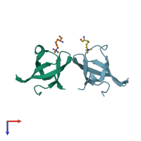 PDB entry 4pll coloured by chain, top view.